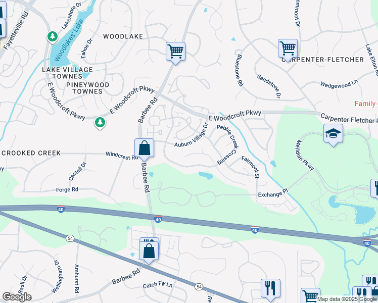 map of restaurants, bars, coffee shops, grocery stores, and more near 107 Whitney Lane in Durham