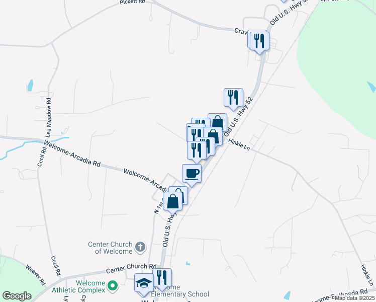 map of restaurants, bars, coffee shops, grocery stores, and more near Candlewood Drive in Lexington