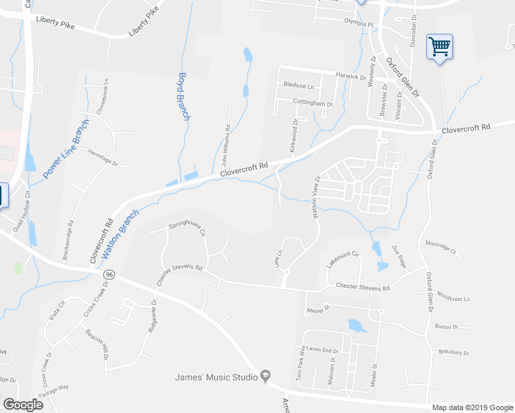 map of restaurants, bars, coffee shops, grocery stores, and more near 4061 Clovercroft Road in Franklin