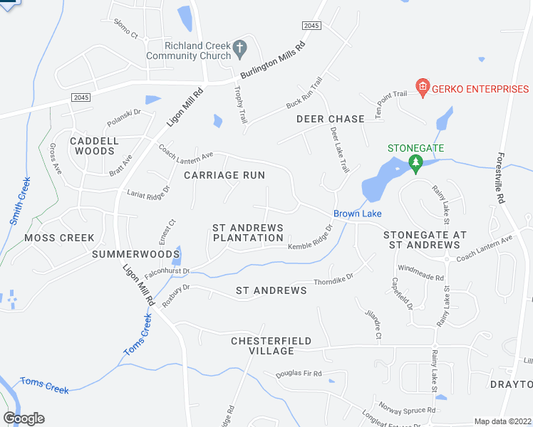 map of restaurants, bars, coffee shops, grocery stores, and more near 8517 Barrett Hall Lane in Wake Forest