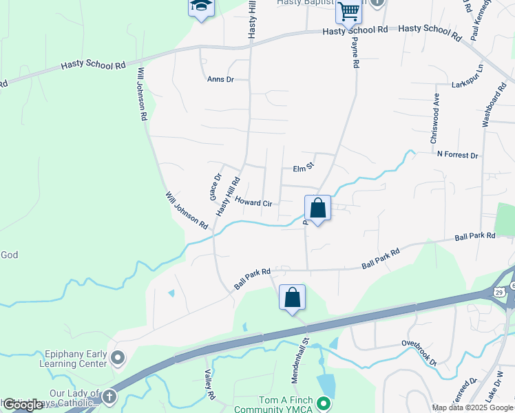 map of restaurants, bars, coffee shops, grocery stores, and more near 7 Hidden Hills Drive in Thomasville