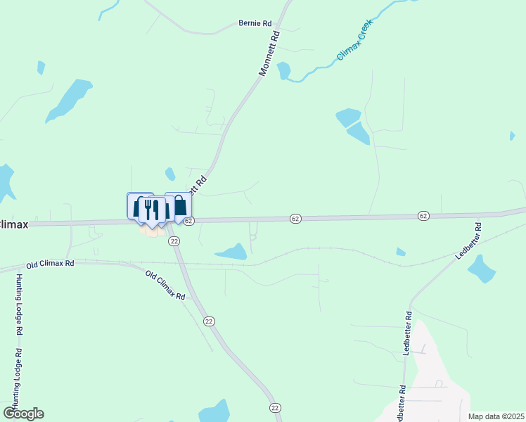 map of restaurants, bars, coffee shops, grocery stores, and more near 1434 North Carolina 62 in Climax