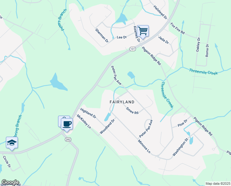 map of restaurants, bars, coffee shops, grocery stores, and more near 67 Mimosa Lane in Crossville