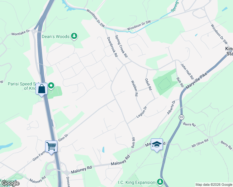 map of restaurants, bars, coffee shops, grocery stores, and more near 2338 Belt Road in Knoxville