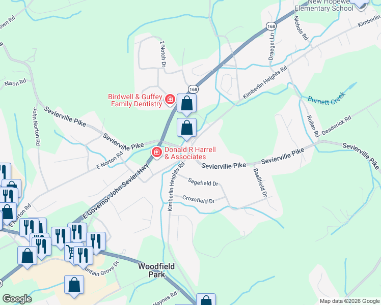 map of restaurants, bars, coffee shops, grocery stores, and more near 408 Kimberlin Heights Road in Knoxville