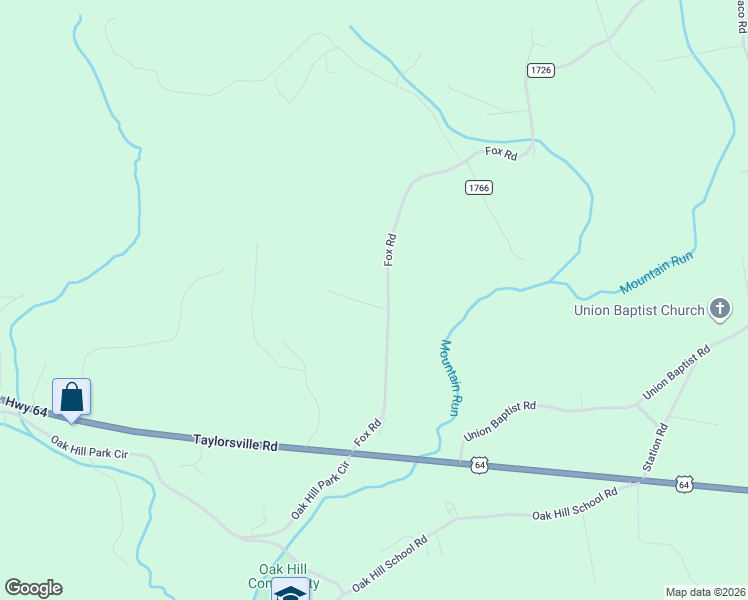 map of restaurants, bars, coffee shops, grocery stores, and more near 4299 Fox Road in Lenoir