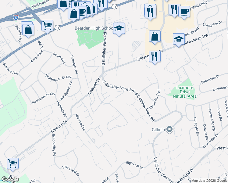 map of restaurants, bars, coffee shops, grocery stores, and more near 437 South Gallaher View Road in Knoxville