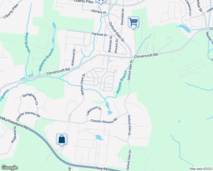 map of restaurants, bars, coffee shops, grocery stores, and more near 117 Selinawood Place in Franklin