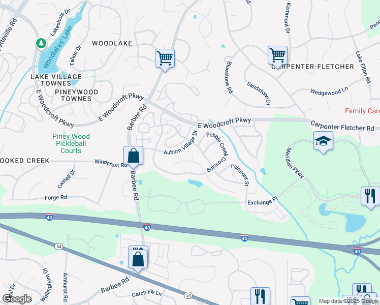 map of restaurants, bars, coffee shops, grocery stores, and more near 5 Claire Court in Durham