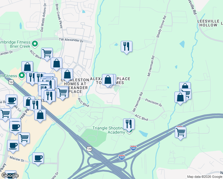 map of restaurants, bars, coffee shops, grocery stores, and more near 7847 Spungold Street in Raleigh