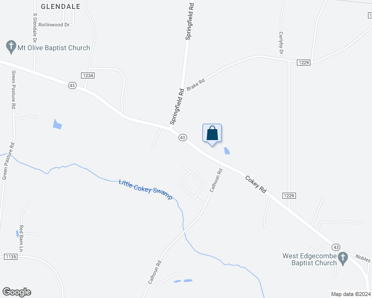map of restaurants, bars, coffee shops, grocery stores, and more near 14771 North Carolina 43 in Rocky Mount