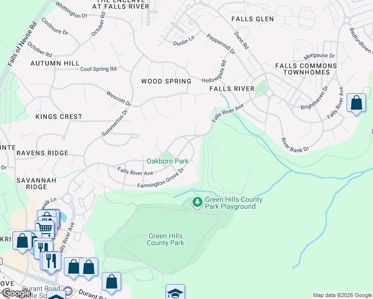 map of restaurants, bars, coffee shops, grocery stores, and more near 1826 Oakboro Drive in Raleigh