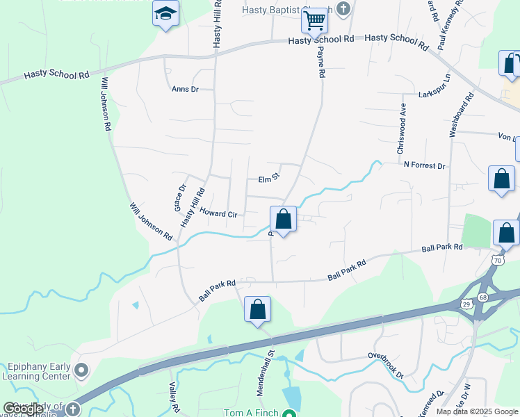map of restaurants, bars, coffee shops, grocery stores, and more near 5 Stones Throw Court in Thomasville