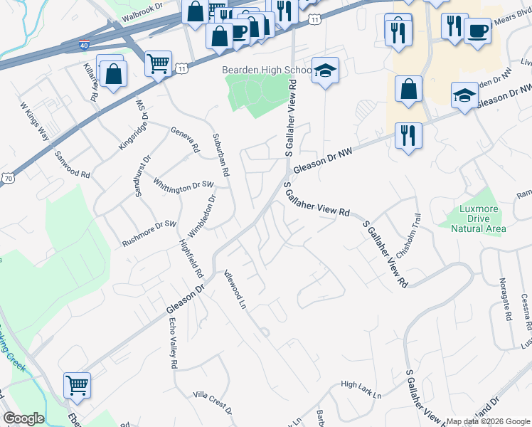 map of restaurants, bars, coffee shops, grocery stores, and more near 431 Berlin Drive in Knoxville