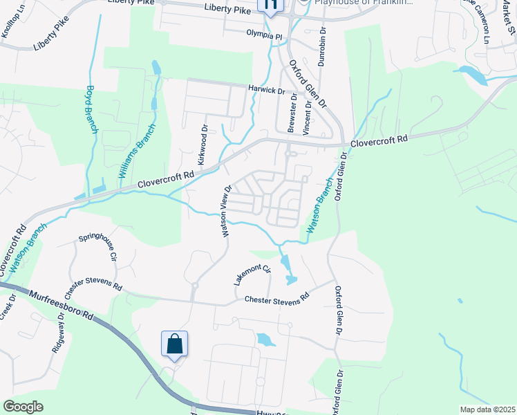 map of restaurants, bars, coffee shops, grocery stores, and more near 101 Fine Lane in Franklin