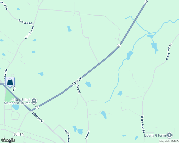 map of restaurants, bars, coffee shops, grocery stores, and more near 2235 North Carolina 62 East in Julian