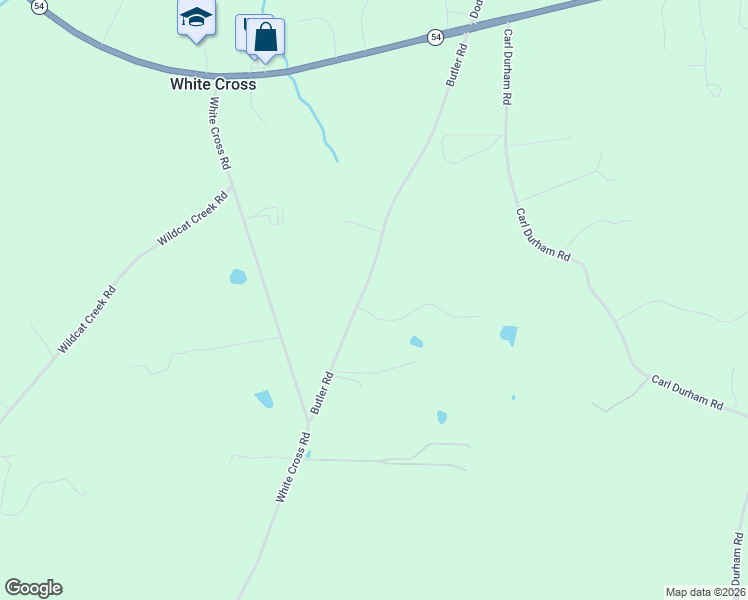 map of restaurants, bars, coffee shops, grocery stores, and more near 2615 Butler Road in Chapel Hill