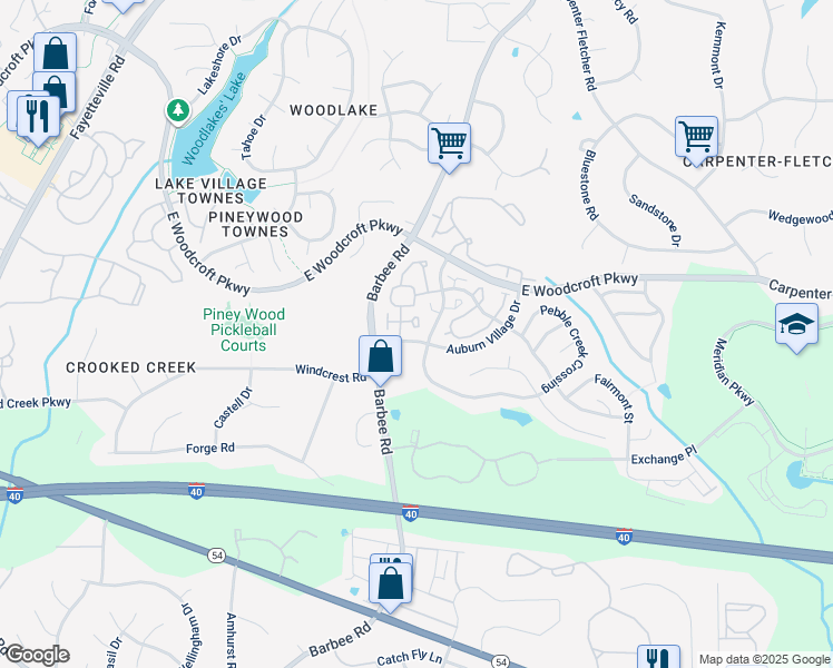 map of restaurants, bars, coffee shops, grocery stores, and more near 1218 Maroon Drive in Durham