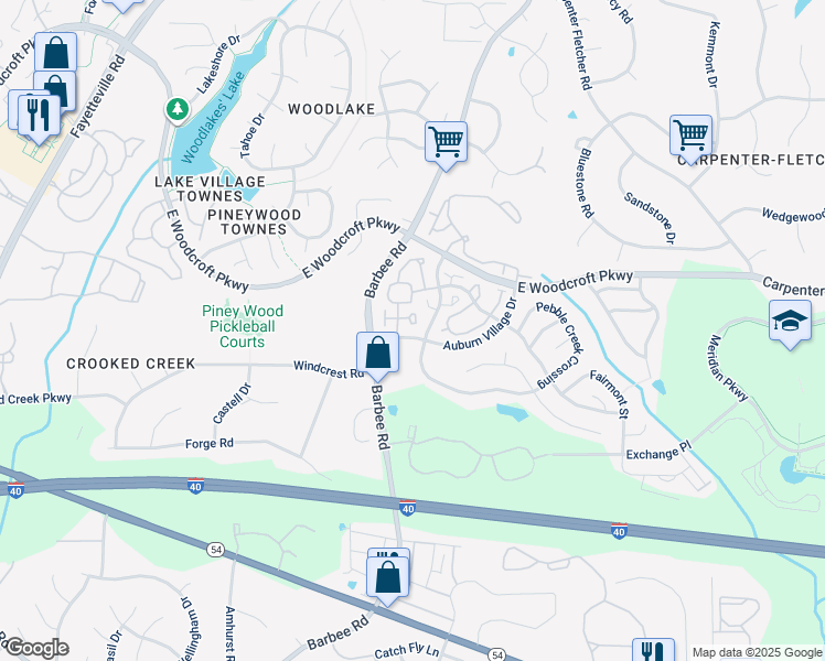 map of restaurants, bars, coffee shops, grocery stores, and more near 1220 Maroon Drive in Durham