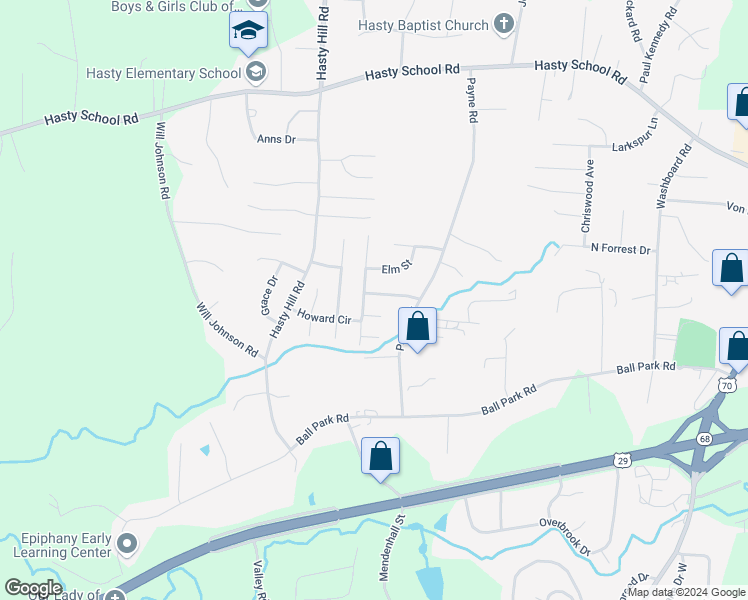 map of restaurants, bars, coffee shops, grocery stores, and more near 11 Magnolia Lane in Thomasville