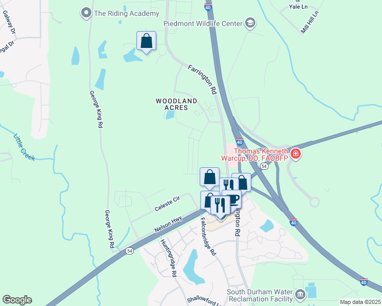 map of restaurants, bars, coffee shops, grocery stores, and more near 1041 Zelkova Lane in Chapel Hill