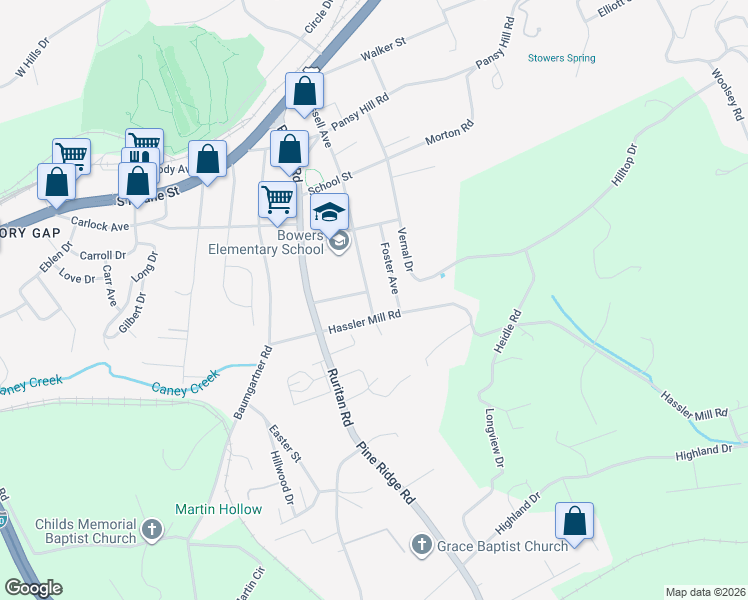 map of restaurants, bars, coffee shops, grocery stores, and more near 705 Russell Avenue in Harriman