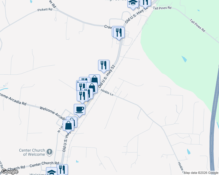 map of restaurants, bars, coffee shops, grocery stores, and more near 175 Hinkle Lane in Lexington