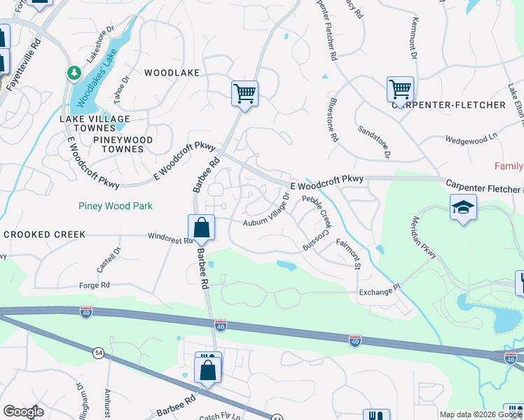 map of restaurants, bars, coffee shops, grocery stores, and more near 221 Basset Hall Drive in Durham