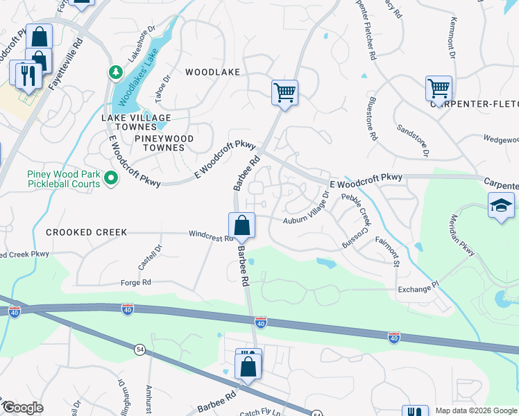 map of restaurants, bars, coffee shops, grocery stores, and more near 1131 Vermillion Drive in Durham