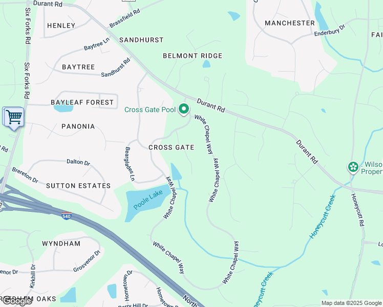 map of restaurants, bars, coffee shops, grocery stores, and more near 4620 Hidden Harbor Lane in Raleigh