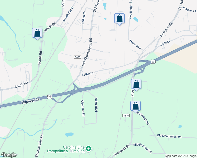 map of restaurants, bars, coffee shops, grocery stores, and more near 1333 Oakmont View Road in High Point