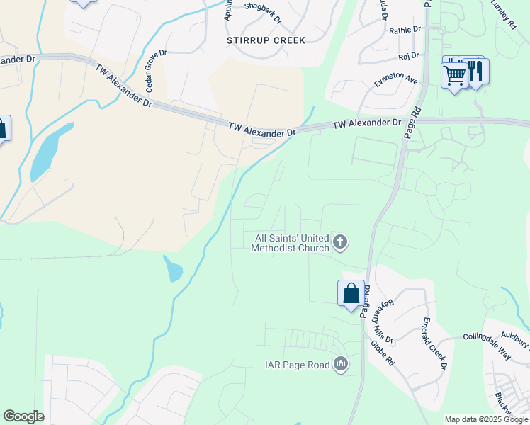 map of restaurants, bars, coffee shops, grocery stores, and more near 246 Brier Summit Place in Durham