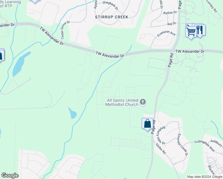 map of restaurants, bars, coffee shops, grocery stores, and more near 246 Brier Summit Place in Durham