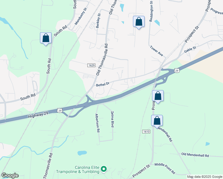 map of restaurants, bars, coffee shops, grocery stores, and more near 1333 Oakmont View Road in High Point