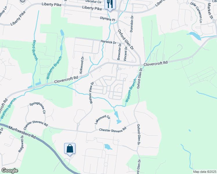 map of restaurants, bars, coffee shops, grocery stores, and more near 101 Fine Lane in Franklin
