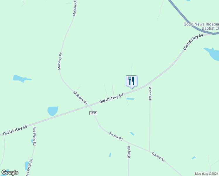 map of restaurants, bars, coffee shops, grocery stores, and more near 135 Hickory Drive in Louisburg