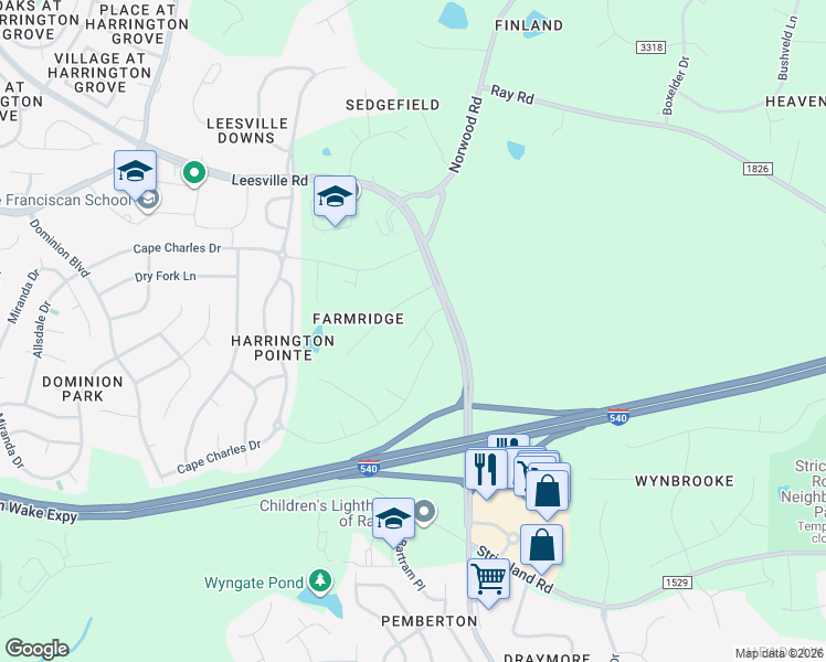 map of restaurants, bars, coffee shops, grocery stores, and more near 7815 Sofiana Avenue in Raleigh