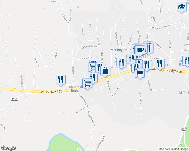 map of restaurants, bars, coffee shops, grocery stores, and more near 621 West Main Street in Burnsville