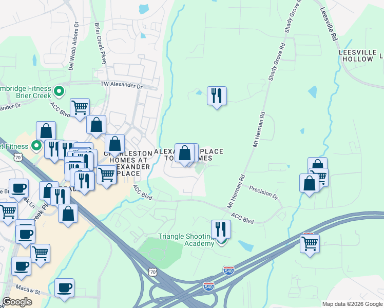 map of restaurants, bars, coffee shops, grocery stores, and more near 7847 Spungold Street in Raleigh