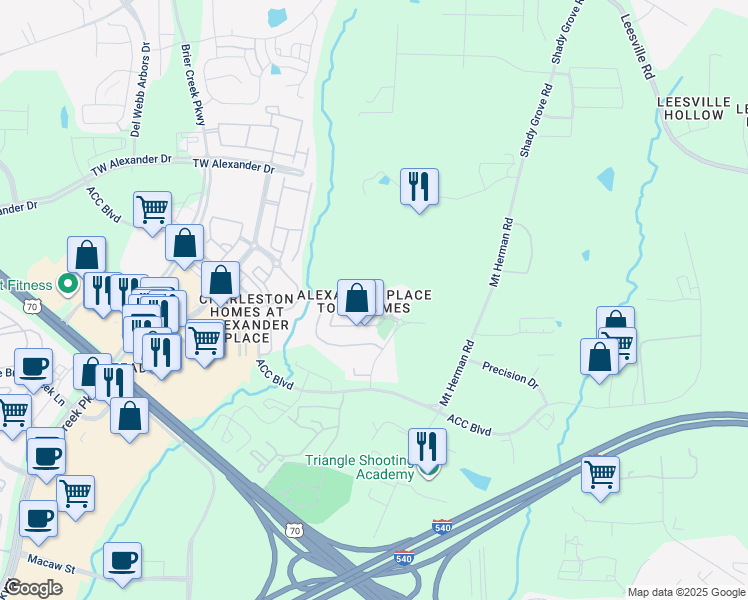 map of restaurants, bars, coffee shops, grocery stores, and more near 7828 Spungold Street in Raleigh