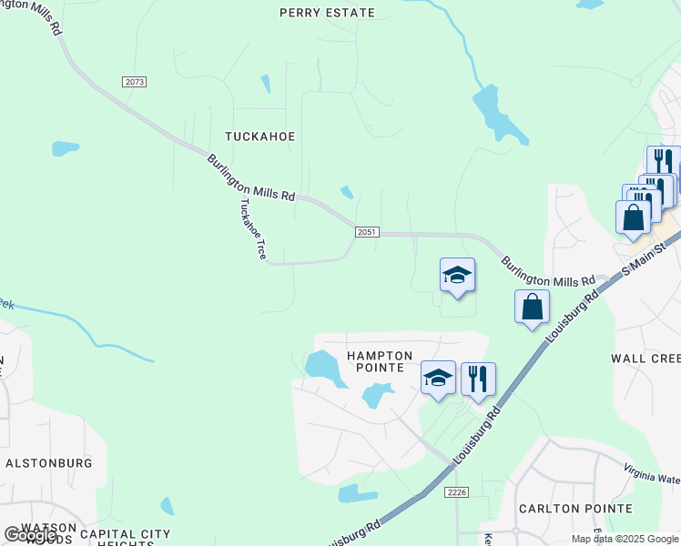 map of restaurants, bars, coffee shops, grocery stores, and more near 4952 Tuckahoe Trce in Wake Forest