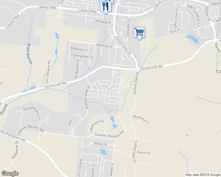 map of restaurants, bars, coffee shops, grocery stores, and more near 207 Verde Meadow Drive in Franklin