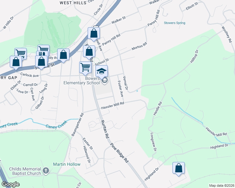 map of restaurants, bars, coffee shops, grocery stores, and more near 705 Russell Avenue in Harriman