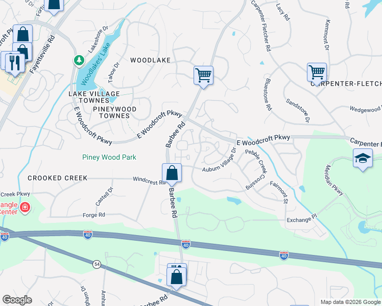 map of restaurants, bars, coffee shops, grocery stores, and more near 6 Shields Court in Durham