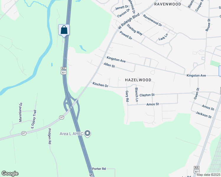 map of restaurants, bars, coffee shops, grocery stores, and more near 1013 Kinchen Drive in Rocky Mount
