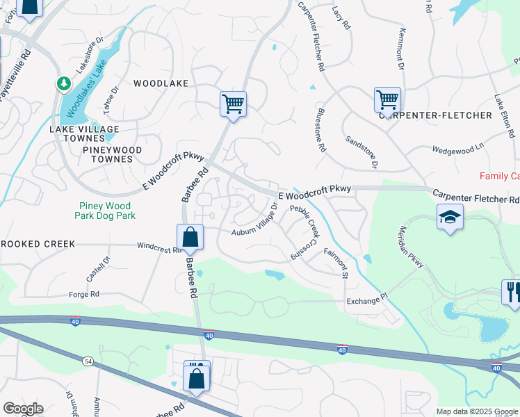 map of restaurants, bars, coffee shops, grocery stores, and more near 221 Basset Hall Drive in Durham