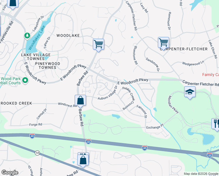 map of restaurants, bars, coffee shops, grocery stores, and more near 221 Basset Hall Drive in Durham