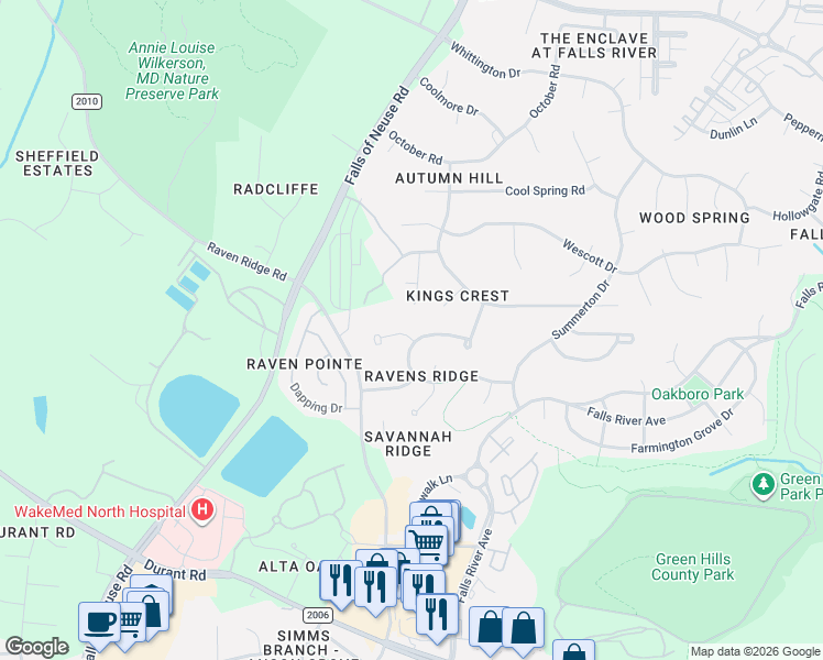 map of restaurants, bars, coffee shops, grocery stores, and more near 1001 Walkertown Drive in Raleigh
