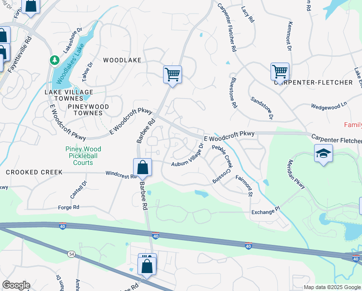 map of restaurants, bars, coffee shops, grocery stores, and more near 221 Basset Hall Drive in Durham