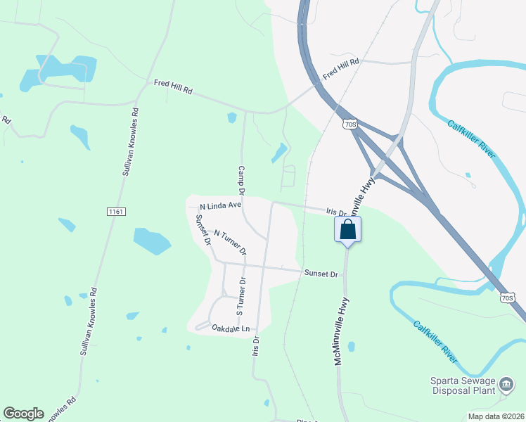 map of restaurants, bars, coffee shops, grocery stores, and more near 414 Iris Drive in Sparta